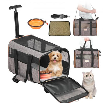 Transportadora para gatos e cachorros VEVOR com rodas